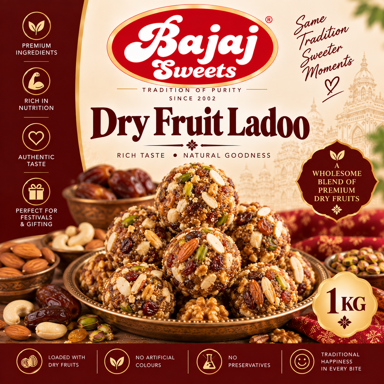 Bajaj Sweets – Dry Fruit Ladoo | 1 KG