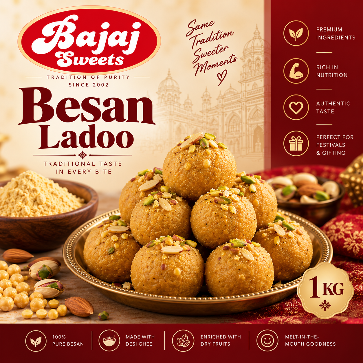 Bajaj Sweets – Besan Ladoo | 1 KG